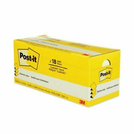 3M Post-it, Original Canary Yellow Pop-Up Refill Cabinet Pack, 3 X 3, 18PK R33018CP